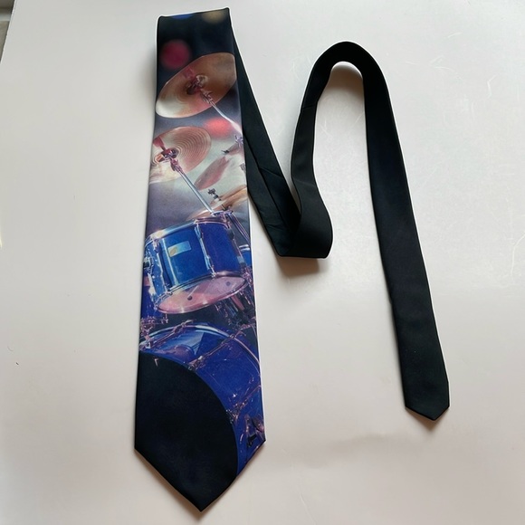 Ralph Marlin Drums Polyester necktie tie 54” X 3 5/8” vintage 1994 music rock - Picture 2 of 8